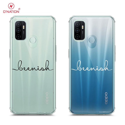 Oppo A53 Cover - Personalised Name Series - 8 Designs - Clear Phone Case - Soft Silicon Borders