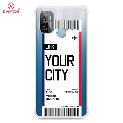 Oppo A53 Cover - Personalised Boarding Pass Ticket Series - 5 Designs - Clear Phone Case - Soft Silicon Borders
