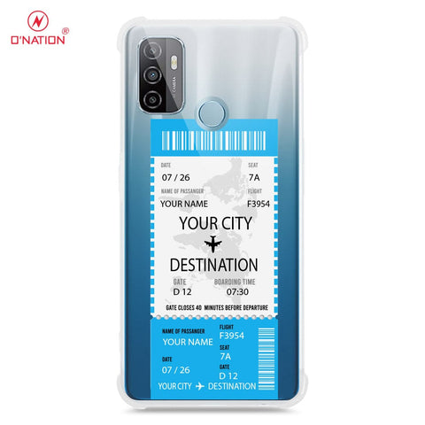 Oppo A53s Cover - Personalised Boarding Pass Ticket Series - 5 Designs - Clear Phone Case - Soft Silicon Borders