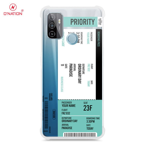 Oppo A53s Cover - Personalised Boarding Pass Ticket Series - 5 Designs - Clear Phone Case - Soft Silicon Borders