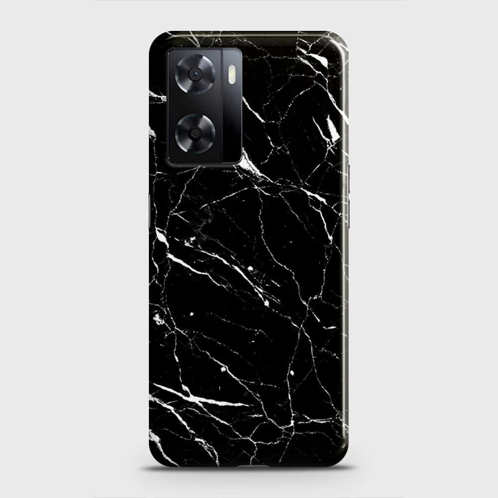 Oppo A57 4G 2022 Cover - Trendy Black Marble Printed Hard Case with Life Time Colors Guarantee