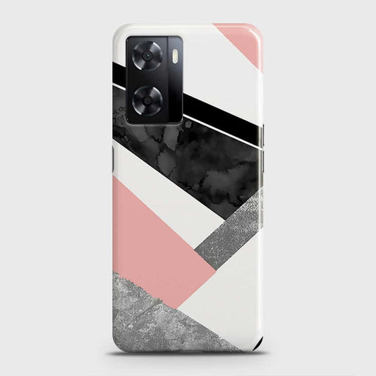 Oppo A57 4G 2022 Cover - Geometric Luxe Marble Trendy Printed Hard Case with Life Time Colors Guarantee