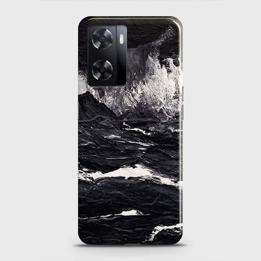 Oppo A57 4G 2022 Cover - Black Ocean Marble Trendy Printed Hard Case with Life Time Colors Guarantee