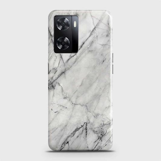Oppo A57 4G 2022 Cover - Trendy White Marble Printed Hard Case with Life Time Colors Guarantee