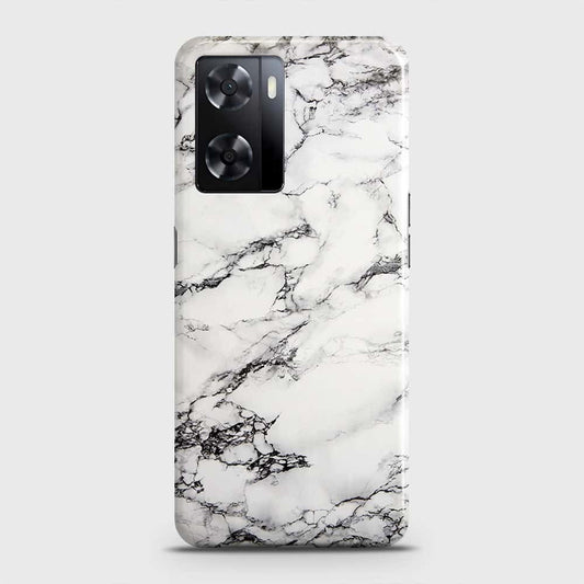 Oppo A57 4G 2022 Cover - Trendy White Floor Marble Printed Hard Case with Life Time Colors Guarantee