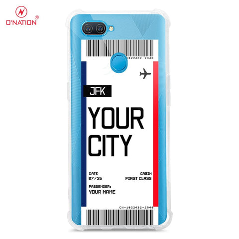 Oppo A7 Cover - Personalised Boarding Pass Ticket Series - 5 Designs - Clear Phone Case - Soft Silicon Borders