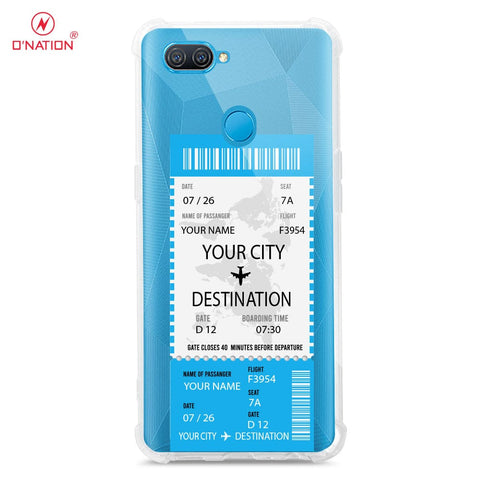 Oppo A7 Cover - Personalised Boarding Pass Ticket Series - 5 Designs - Clear Phone Case - Soft Silicon Borders