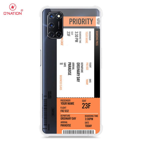 Oppo A72 Cover - Personalised Boarding Pass Ticket Series - 5 Designs - Clear Phone Case - Soft Silicon Borders