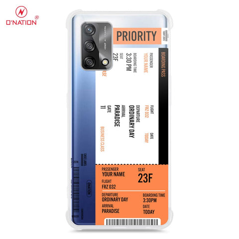 Oppo A74 Cover - Personalised Boarding Pass Ticket Series - 5 Designs - Clear Phone Case - Soft Silicon Borders