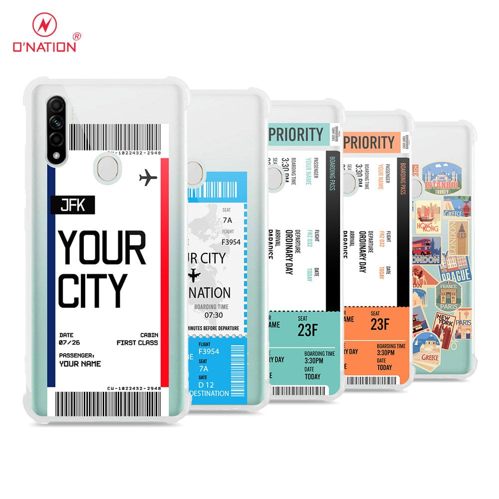 Oppo A8 Cover - Personalised Boarding Pass Ticket Series - 5 Designs - Clear Phone Case - Soft Silicon Borders