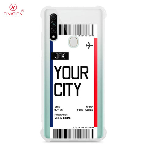 Oppo A8 Cover - Personalised Boarding Pass Ticket Series - 5 Designs - Clear Phone Case - Soft Silicon Borders