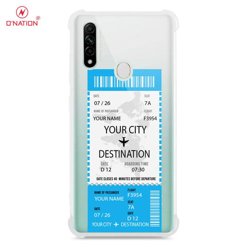 Oppo A8 Cover - Personalised Boarding Pass Ticket Series - 5 Designs - Clear Phone Case - Soft Silicon Borders