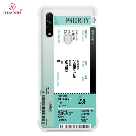 Oppo A8 Cover - Personalised Boarding Pass Ticket Series - 5 Designs - Clear Phone Case - Soft Silicon Borders