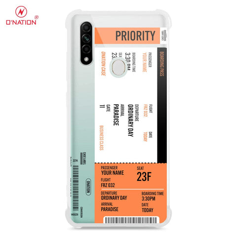 Oppo A8 Cover - Personalised Boarding Pass Ticket Series - 5 Designs - Clear Phone Case - Soft Silicon Borders