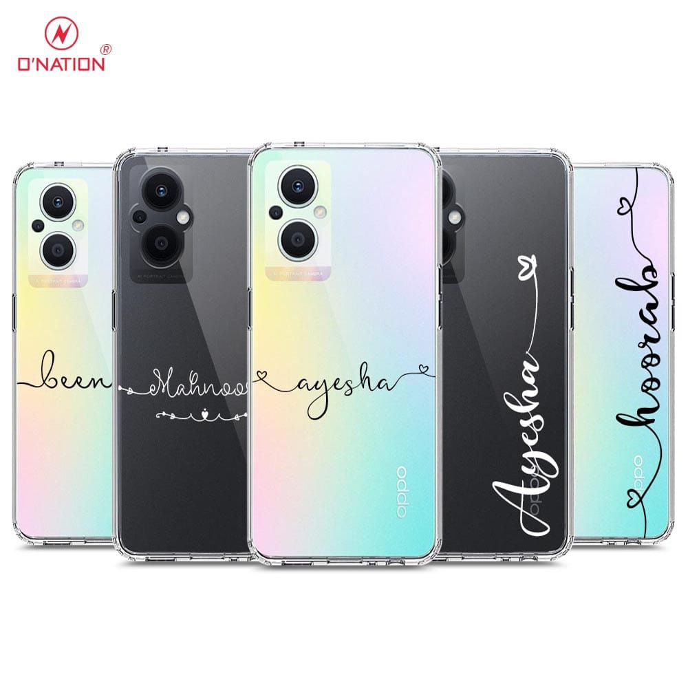 Oppo F21 Pro 5G Cover - Personalised Name Series - 8 Designs - Clear Phone Case - Soft Silicon Borders