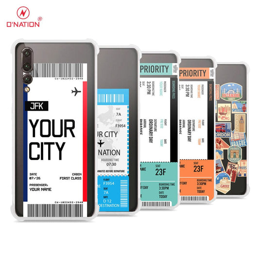 Huawei P20 Pro Cover - Personalised Boarding Pass Ticket Series - 5 Designs - Clear Phone Case - Soft Silicon Borders