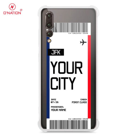 Huawei P20 Pro Cover - Personalised Boarding Pass Ticket Series - 5 Designs - Clear Phone Case - Soft Silicon Borders