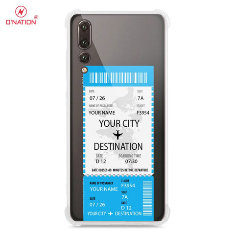 Huawei P20 Pro Cover - Personalised Boarding Pass Ticket Series - 5 Designs - Clear Phone Case - Soft Silicon Borders