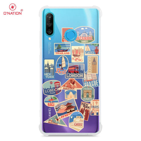 Huawei P30 Lite Cover - Personalised Boarding Pass Ticket Series - 5 Designs - Clear Phone Case - Soft Silicon Borders