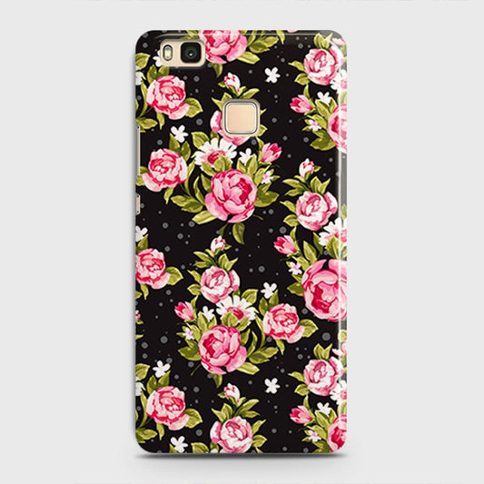 Huawei P9 Lite Cover - Trendy Pink Rose Vintage Flowers Printed Hard Case with Life Time Colors Guarantee