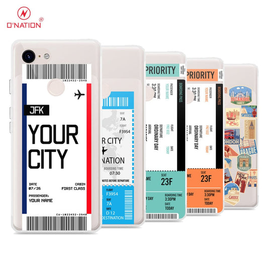 Google Pixel 3 XL Cover - Personalised Boarding Pass Ticket Series - 5 Designs - Clear Phone Case - Soft Silicon Borders