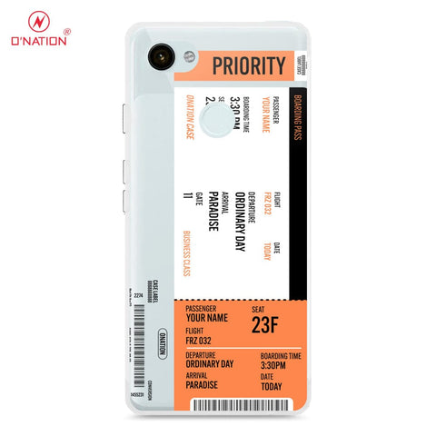 Google Pixel 3a XL Cover - Personalised Boarding Pass Ticket Series - 5 Designs - Clear Phone Case - Soft Silicon Borders