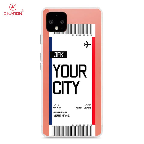 Google Pixel 4 XL Cover - Personalised Boarding Pass Ticket Series - 5 Designs - Clear Phone Case - Soft Silicon Borders