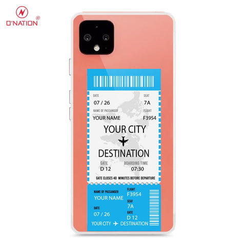 Google Pixel 4 Cover - Personalised Boarding Pass Ticket Series - 5 Designs - Clear Phone Case - Soft Silicon Borders u-7