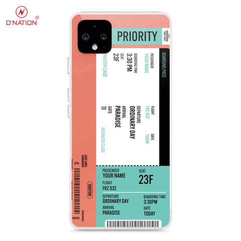 Google Pixel 4 XL Cover - Personalised Boarding Pass Ticket Series - 5 Designs - Clear Phone Case - Soft Silicon Borders