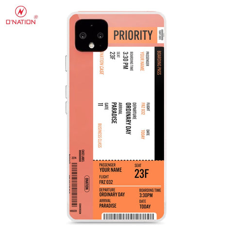 Google Pixel 4 XL Cover - Personalised Boarding Pass Ticket Series - 5 Designs - Clear Phone Case - Soft Silicon Borders