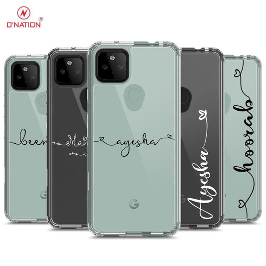 Google Pixel 5 Cover - Personalised Name Series - 8 Designs - Clear Phone Case - Soft Silicon Borders