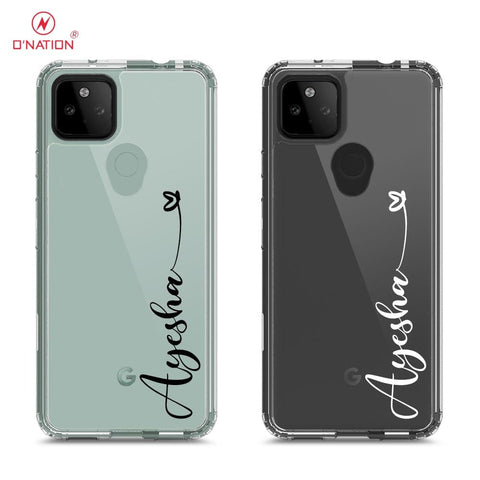 Google Pixel 5 Cover - Personalised Name Series - 8 Designs - Clear Phone Case - Soft Silicon Borders