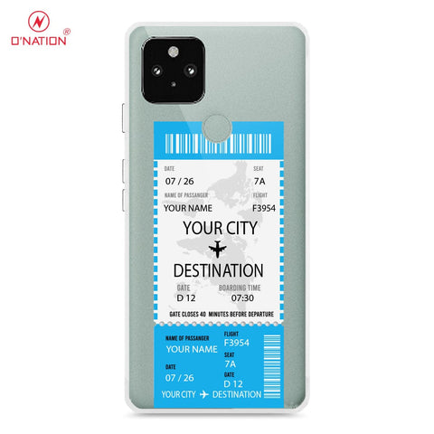 Google Pixel 5 Cover - Personalised Boarding Pass Ticket Series - 5 Designs - Clear Phone Case - Soft Silicon Borders