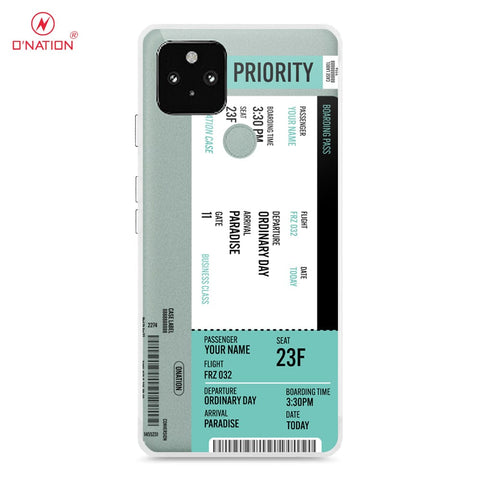 Google Pixel 5 Cover - Personalised Boarding Pass Ticket Series - 5 Designs - Clear Phone Case - Soft Silicon Borders