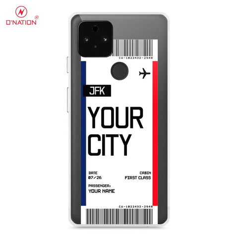 Google Pixel 5a 5G Cover - Personalised Boarding Pass Ticket Series - 5 Designs - Clear Phone Case - Soft Silicon Borders