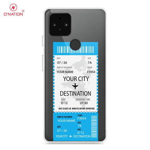 Google Pixel 5a 5G Cover - Personalised Boarding Pass Ticket Series - 5 Designs - Clear Phone Case - Soft Silicon Borders