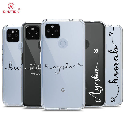 Google Pixel 5 XL Cover - Personalised Name Series - 8 Designs - Clear Phone Case - Soft Silicon Borders