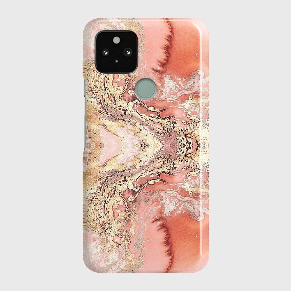 Google Pixel 5 XL Cover - Trendy Chic Rose Gold Marble Printed Hard Case with Life Time Colors Guarantee