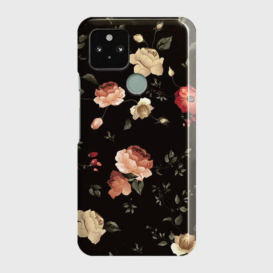 Google Pixel 5 XL Cover - Dark Rose Vintage Flowers Printed Hard Case with Life Time Colors Guarantee