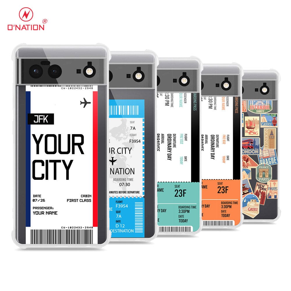 Google Pixel 6 Cover - Personalised Boarding Pass Ticket Series - 5 Designs - Clear Phone Case - Soft Silicon Borders