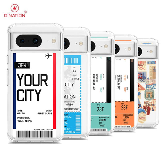 Google Pixel 8 Cover - Personalised Boarding Pass Ticket Series - 5 Designs - Clear Phone Case - Soft Silicon Borders