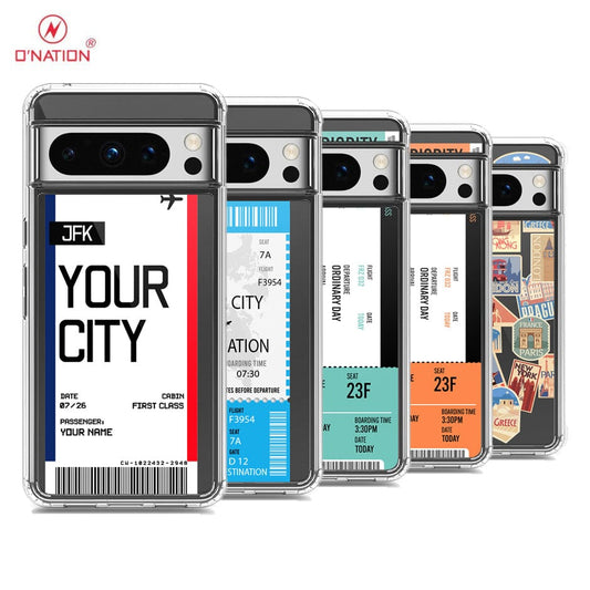 Google Pixel 8 Pro Cover - Personalised Boarding Pass Ticket Series - 5 Designs - Clear Phone Case - Soft Silicon Borders