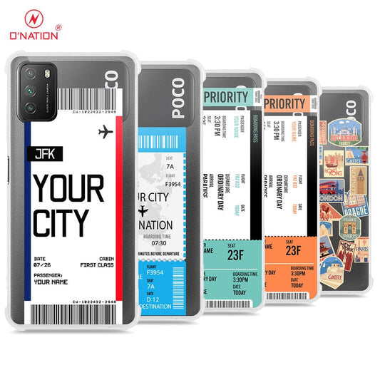 Xiaomi Poco M3 Cover - Personalised Boarding Pass Ticket Series - 5 Designs - Clear Phone Case - Soft Silicon Borders