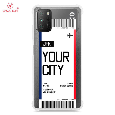 Xiaomi Poco M3 Cover - Personalised Boarding Pass Ticket Series - 5 Designs - Clear Phone Case - Soft Silicon Borders