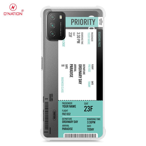 Xiaomi Poco M3 Cover - Personalised Boarding Pass Ticket Series - 5 Designs - Clear Phone Case - Soft Silicon Borders