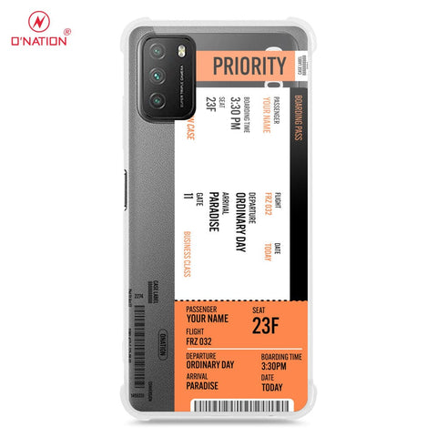 Xiaomi Poco M3 Cover - Personalised Boarding Pass Ticket Series - 5 Designs - Clear Phone Case - Soft Silicon Borders