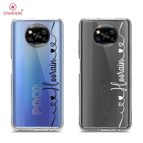 Xiaomi Poco X3  Cover - Personalised Name Series - 8 Designs - Clear Phone Case - Soft Silicon Borders