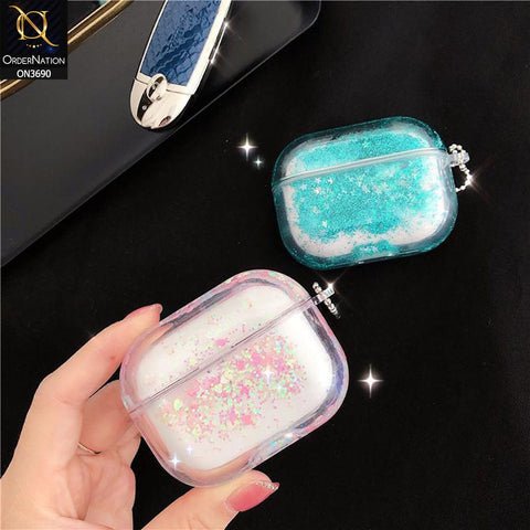 Apple Airpods Pro Cover - Pink - New Transparent Color Lquid Glitter Hard Shell Case