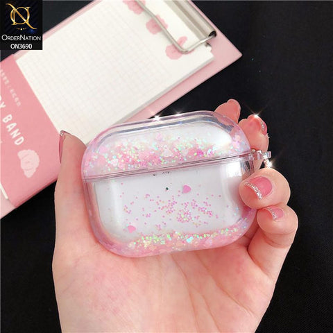 Apple Airpods Pro Cover - Pink - New Transparent Color Lquid Glitter Hard Shell Case