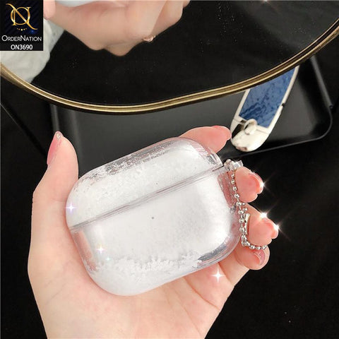 Apple Airpods Pro Cover - White -  New Transparent Color Lquid Glitter Hard Shell Case